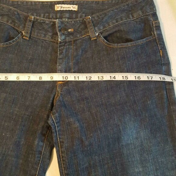 Forever Jeans Women’s Size 32/32 Wide Leg Dark Wash Stretch Mid Rise Zip Fly - Picture 3 of 11